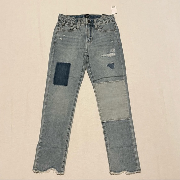 Gap Kids Denim Patch Girlfriend Jeans Size 8 - Picture 1 of 15